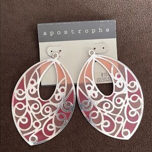 Apostrophe Silver and Pink Swirl Earrings
